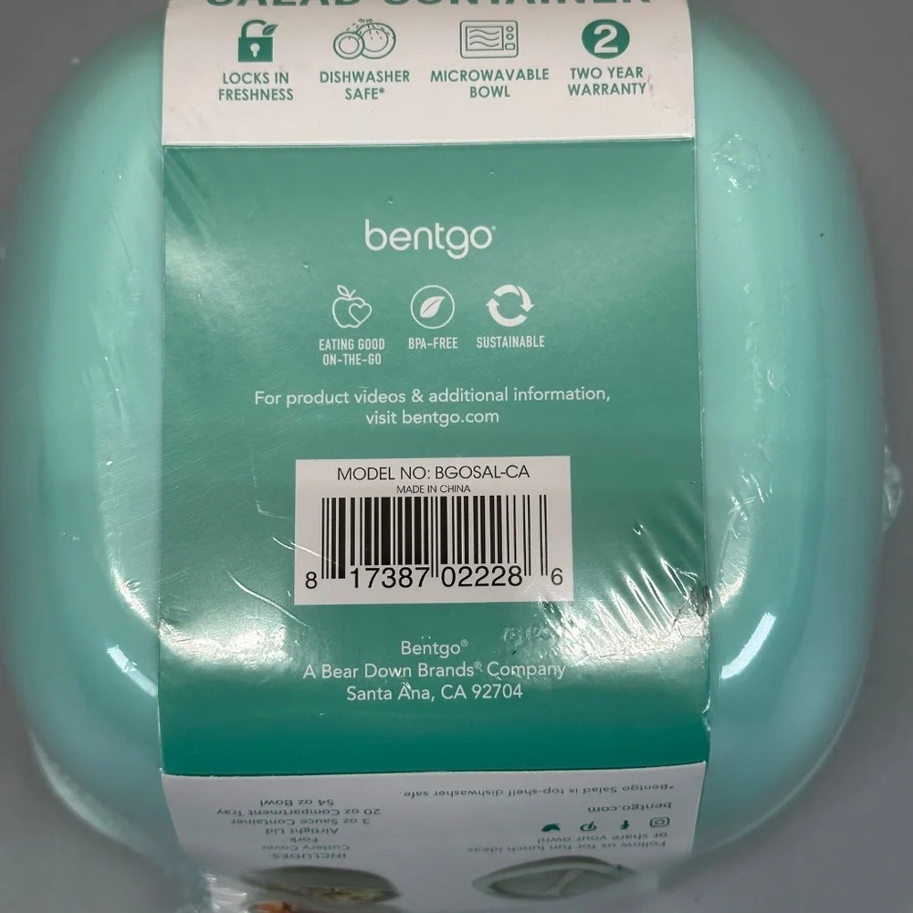 Bentgo All-in One Salad Container Sealed NEW Coastal Aqua Office School Picnic